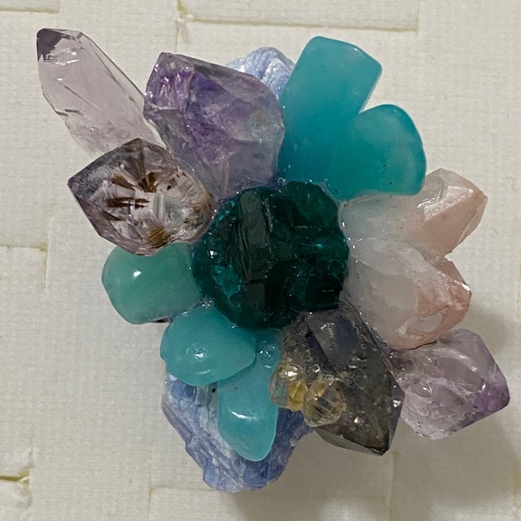 Multicolor Crystal Cluster statement ring - Picture 5 of 13